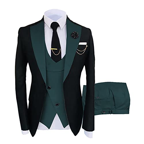 CUTTE Herren 3-teiliger Blazer Anzug Bräutigam Trauzeugen Hochzeit Bankett Slim Fit Business Jacken Mäntel Hosen Party Wear Anzüge Sets,09,M von CUTTE