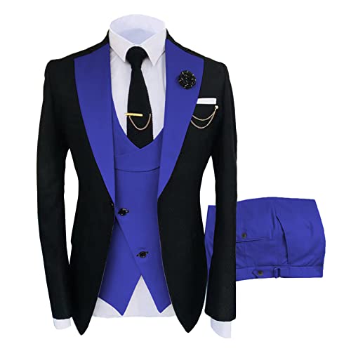 CUTTE Herren 3-teiliger Blazer Anzug Bräutigam Trauzeugen Hochzeit Bankett Slim Fit Business Jacken Mäntel Hosen Party Wear Anzüge Sets,13,M von CUTTE