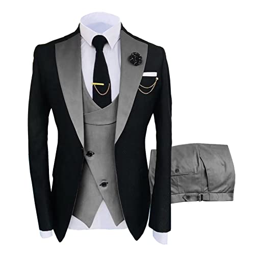 CUTTE Herren 3-teiliger Blazer Anzug Bräutigam Trauzeugen Hochzeit Bankett Slim Fit Business Jacken Mäntel Hosen Party Wear Anzüge Sets,16,M von CUTTE