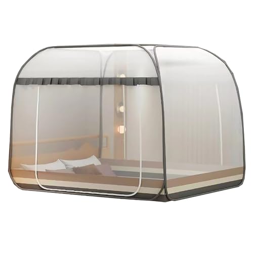 CUTTE Pop-Up Moskitonetz Sommer-Betthimmel Faltbar Tragbar Moskitonetz Installation Kostenlos Bed Dream Tents Schlafzelt für Einzel- Bis Kingsize-Betten,Gray,180x200cm von CUTTE