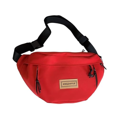 Multifunktionale Bauchtasche für Damen und Herren, Brusttasche mit verstellbarem Riemen, lässige Hüfttasche für Reisen, Wandern, rot von CVZQTE
