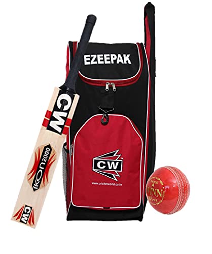 CW Grenzen-Cricket-Set für Jugendliche, vollständiges Set, 4-teilig, Lederball, abgenutzter Cricketball, Sport-Rucksack, Tasche, echtes Kaschmir-Weiden-Kricket-Schläger, volle Größe von CW