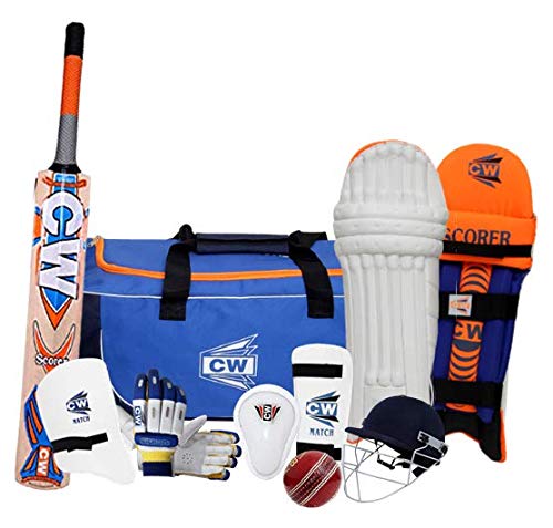 CW SCOREMASTER Hervorragende Qualität Cricket-Set für Herren Erwachsene Cricket-Kit Batsmen Schutzset Schlagausrüstung Club Coaching Kit Komplettes Senior Kit von CW