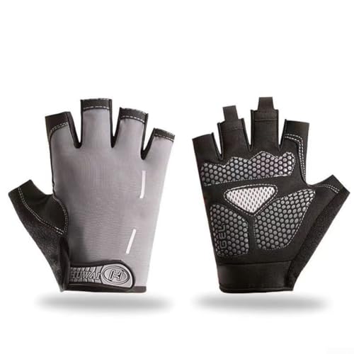 CWOQOCW Atmungsaktive Silikon-Halbfinger-Handschuhe zum Radfahren und Gewichtheben, rutschfest und stoßdämpfend (grau) von CWOQOCW