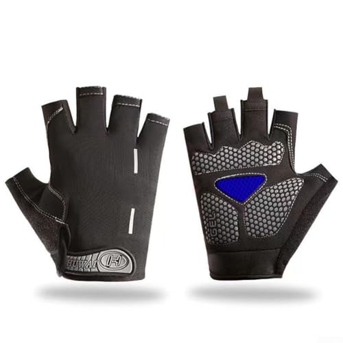 CWOQOCW Halbfinger-Handschuhe aus atmungsaktivem Silikon, zum Radfahren und Gewichtheben, rutschfest und stoßdämpfend (schwarz) von CWOQOCW