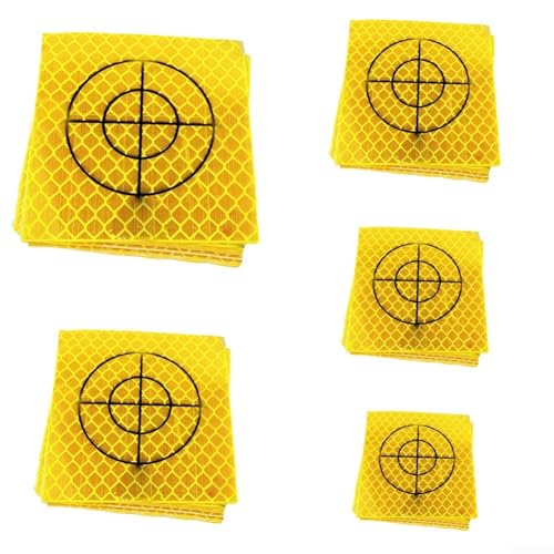 Genaue reflektierende Zielscheiben für die Totalstationsmessung, 100 Stück gelbe Acryl-Zielscheiben, Fadenkreuz bedruckt für präzise Zentrierung (30 x 30 mm) von CWOQOCW