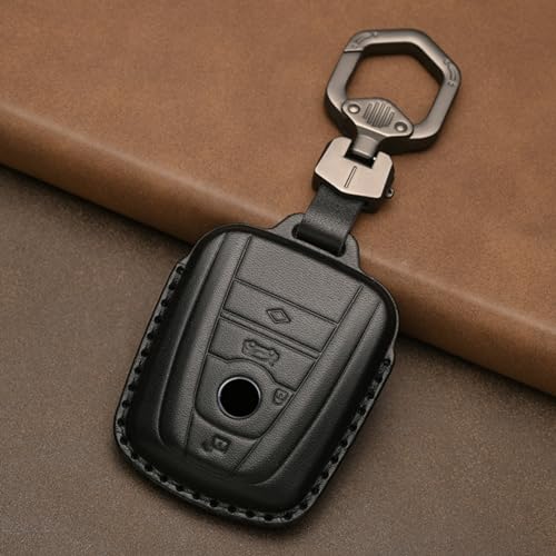 CWYINP Echtes Leder Autoschlüsselhülle Hülle Fob Car Styling Schutz Schlüsselgehäuse Schlüsselanhänger Ring Autozubehör (Schwarz) Für BMW I3 I8 Series von CWYINP