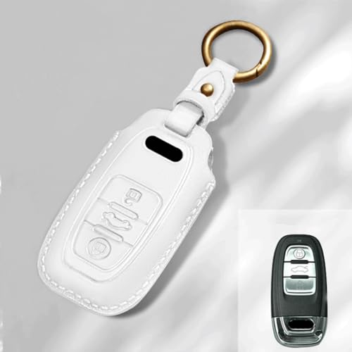 CWYINP Leder Auto Fernbedienung Smart Key Cover Case Shell Zubehör (weiß) Für Audi A1 A3 A4 A5 A6 A7 A8, Für Quattro Q3 Q5 Q7 2009-2015 von CWYINP