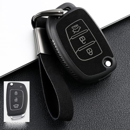 CWYINP Leder TPU 3 Tasten Flip Key Cover Remote Case Shell Auto Zubehör (schwarz) Für Hyundai, Für Sonata, Für Tucson, Für Elantra von CWYINP