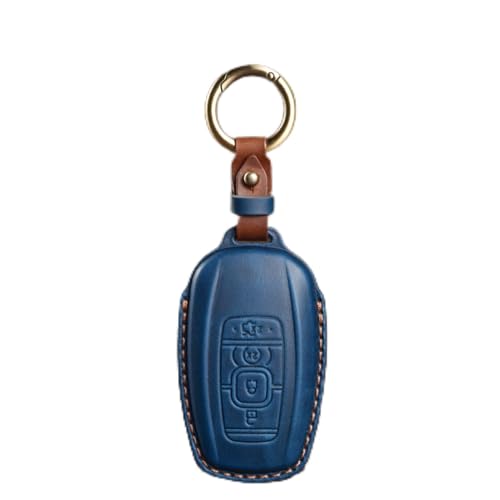CWYINP Schlüsselanhänger-Leder-Autoschlüsseletui (blau) Für Lincoln, Für Continental,Für Navigator Z MKZ MKC MKX von CWYINP