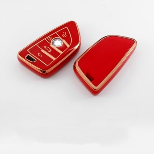 CWYINP Weiche Auto-Schlüsselanhänger-Abdeckung, schlüssellos (rot) Für BMW X1 X3 X5 X6 X7 1 3 5 6 7 Series G20 G30 G11 F15 F16 G01 G02 F48 von CWYINP