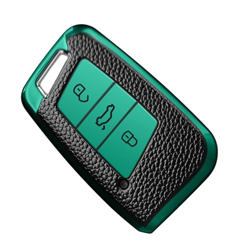 TPU Leather Car Key Cover Case Key Shell Bag Fob Protector(Green) Für VW,Für Magotan, Für Passat B8,Für Skoda, Für Superb, Für Kodiaq A7 von CWYINP