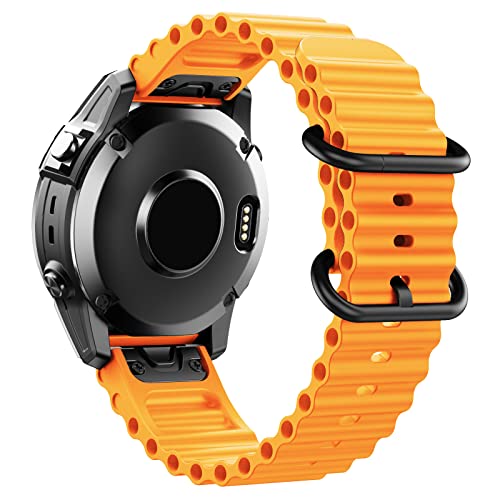 CWZZWS 22mm 26 mm Ozean Silikon Armband -Gurt für Annäherung S62 Fenix5x 5plus Fenix 6X 6 6pro Fenix7x 7 Uhrenband Intinct1 2 Schnellfit -Armband D2 Watchbänder von CWZZWS