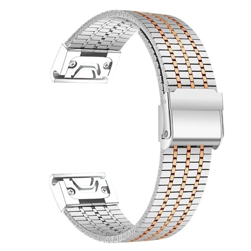 CWZZWS Schnellpass Edelstahlgurt für Uhr Fenix 6 7 Pro 5 Plus 5s 6s 7s No Lücken 26 mm 22 mm 3 Stunden 945 Gebogene Endmetallband Uhrengurt von CWZZWS