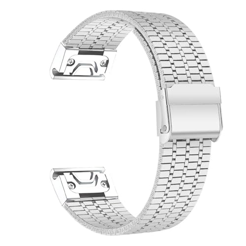 CWZZWS Schnellpass Edelstahlgurt für Uhr Fenix 6 7 Pro 5 Plus 5s 6s 7s No Lücken 26 mm 22 mm 3 Stunden 945 Gebogene Endmetallband Uhrengurt von CWZZWS