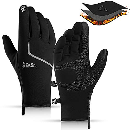 CXW Winter Fahrradhandschuhe Wasserdichter Touchscreen Warme Fahrrad Handschuhe für Männer & Frauen (Schwarz & Silber, L) von CXW