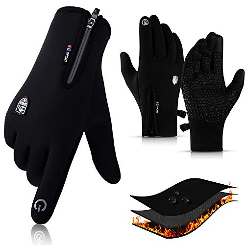 CXW Winterhandschuhe Touchscreen Vollfinger Fahrradhandschuhe für Männer und Frauen (Schwarz, L) von CXW