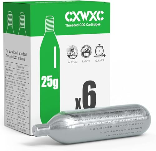 CXWXC CO2 Kartusche Fahrrad 25G CO2 Kapseln mit Gewinde CO2 Patronen für CO2 Fahrradpumpe (6) von CXWXC