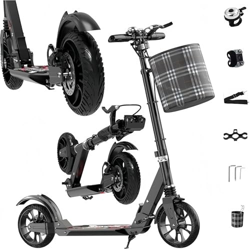 CXYTX Tretroller für Erwachsene, bis 150 kg,Tragkraft Stabiler Scooter Kinder Prokinder ab 6 Jahre,Sportlicher4-Fach Höhenjustierbarer &zusammenklappbarer Roller mit Ständer ＆ Scheibenbremse,Schwarz von CXYTX