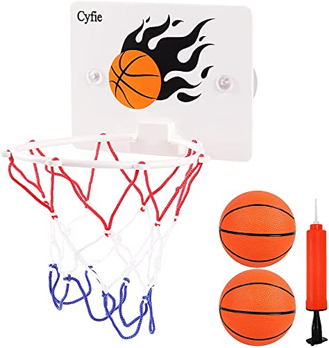 CYFIE Mini Basketball Korb Set, Mini Basketballkorb mit Bälle und Pumpe Büro Basketballkorb mit Saugnapf Mini Basketball Brett für Büro, Zimmer, Schlafzimmer, Badezimmer oder Toilette von CYFIE