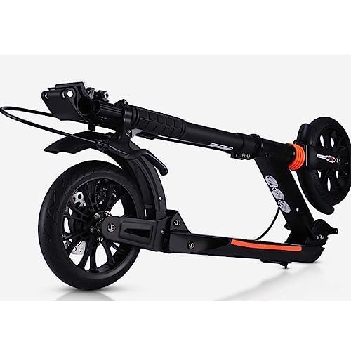 CYGJDWAQ Tretroller for Erwachsene Aluminium Alloy Commuter Scooter Support 100kg, Nicht-elektrischer Klapproller mit Scheibenbremsen, Einstellbarer Lenker (Schwarz) von CYGJDWAQ