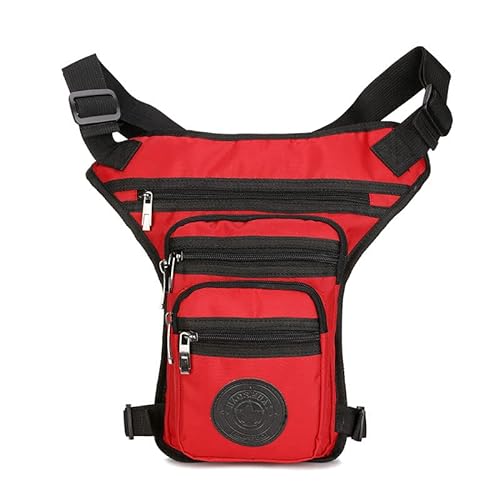 Beintasche,Beintasche Motorrad Herren-Hüfte-Oberschenkel-Motorradfahrer-Schultertasche mit Mehreren Taschen. Herren-Nylon-Taillen-Beintasche(Color:Red) von CYMKYQ