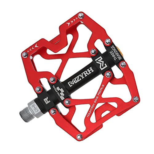 Fahrradpedale,Pedale Fahrrad Mountain MTB Bike Wide Pedals 9/16" Cycling Sealed 3 Bearing Pedals CNC Machined Lubricated Sealed Bearing Platform Pedals (Color : Red) von CYMKYQ