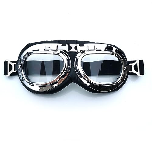 CYMKYQ Motocross Brille,Motorradbrille Motocross-Goggles-Helm-Pilot-Roller Retro Moto Outdoor Dirt Bike Reiten Sonnenbrillen Retro Motorradbrille Vintage Off-Road (Color : Transparent) von CYMKYQ