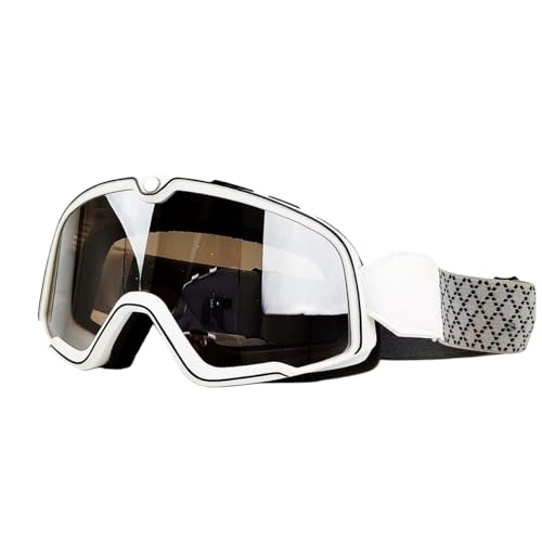 Motocross Brille,Motorradbrille Motorrad Brille Ski Brille Motocross Sonnenbrille Vintage Brillen Helm Radfahren Racing Cafe Racer Chopper MTB ATV (Color : White-Silver lens) von CYMKYQ
