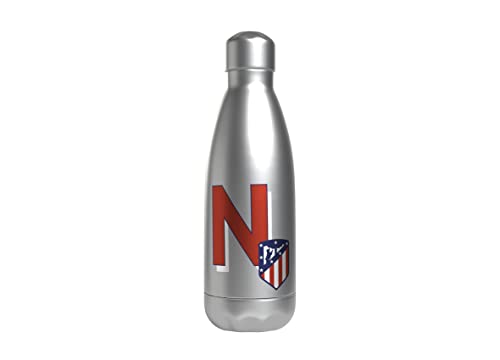 Atlético de Madrid - Wasserflasche aus Edelstahl, luftdicht, mit rotem Buchstaben-Design, 550 ml, Metallfarbe, offizielles Lizenzprodukt (CyP Brands) von CYPBRANDS