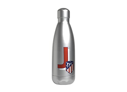 Atlético de Madrid - Wasserflasche aus Edelstahl, luftdicht, mit rotem Buchstaben-Design, 550 ml, Metallfarbe, offizielles Lizenzprodukt (CyP Brands) von Atletico de Madrid