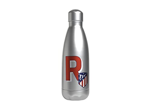 Atlético de Madrid – Wasserflasche aus Edelstahl, luftdicht, mit rotem Buchstaben-Design, 550 ml, Metallfarbe, offizielles Produkt (CyP Brands) von Atletico de Madrid