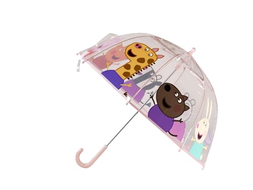 CyP Brands Peppa Wutz Regenschirm für Kinder, Blase, transparent, Handschirm, 48 cm, mehrfarbig, offizielles Produkt, bunt, única von CYPBRANDS