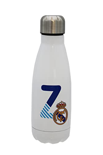 Real Madrid Wasserflasche aus Edelstahl, luftdicht, mit Buchstabe Z in Blau, 550 ml, Weiß, offizielles Produkt (CyP Brands) von CYP