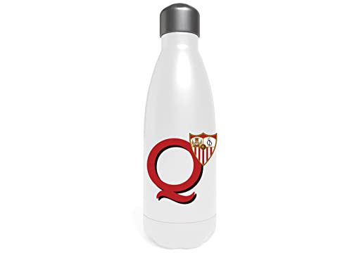 Sevilla Wasserflasche aus Edelstahl, Kanister, Flasche, luftdicht, Buchstabe Q, 550 ml, Weiß, offizielles Produkt (CyP Brands) von CYPBRANDS