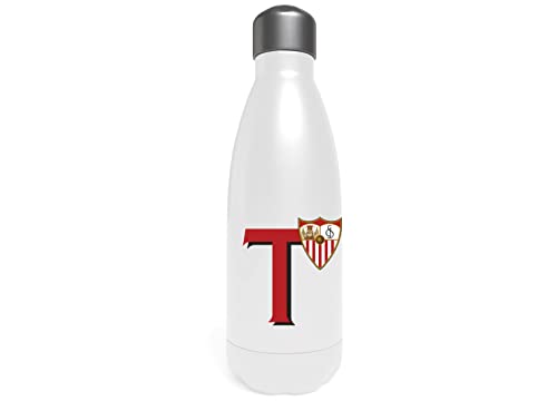 Sevilla Wasserflasche aus Edelstahl, Trinkflasche, luftdicht, Buchstabe T, 550 ml, Weiß, offizielles Produkt (CyP Brands) von CYPBRANDS