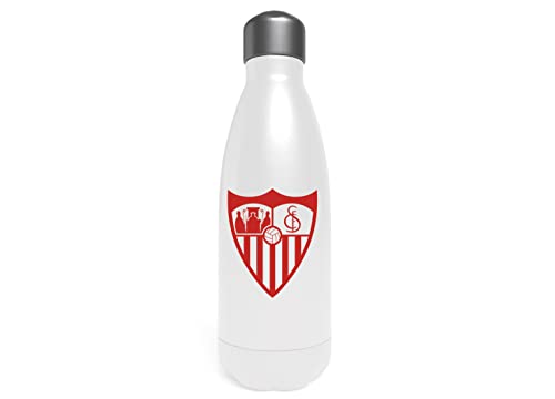 Sevilla Wasserflasche aus Stahl, Kanister, Flasche, luftdicht, weiß, Wappen Sevilla FC, offizielles Produkt (CyP Brands) von CYPBRANDS