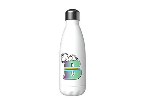 Snoopy Wasserflasche aus Edelstahl, luftdicht, Buchstabe B Mehrfarbig, 550 ml, Weiß, offizielles Produkt (CyP Brands) von CYPBRANDS