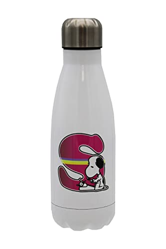 Snoopy Wasserflasche aus Edelstahl, luftdicht, mehrfarbig, 550 ml, Weiß, offizielles Lizenzprodukt (CyP Brands) von CYP