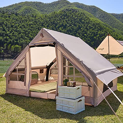 Aufblasbares Campingzelt mit Pumpe, große Outdoor-Jurtenzelte für Camping, wasserdicht, einfacher Aufbau – Canvas-Hot-Zelte für 4–8 Personen, Luftaufblaszelt, Kabine – 4-Jahreszeiten-Familien-Glampi von CYUIOTER