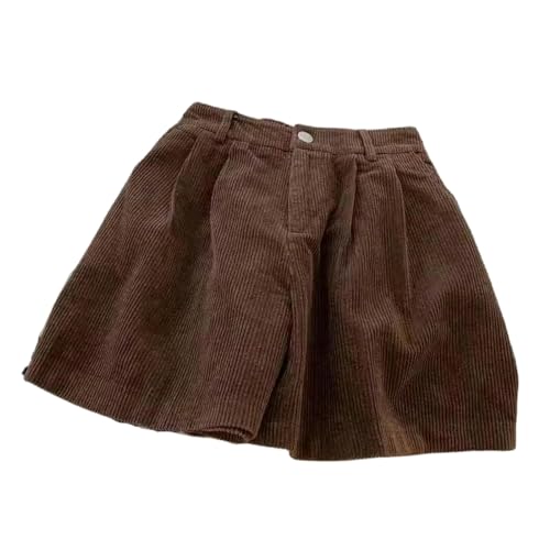 CYZJPRVN Shorts Damen Cord -Frauen -fracht -Shorts Herbst Winter High Taille Wide Leg Shorts Lässig Vintage Weibliche Hosen Mode-Kaffee-m von CYZJPRVN