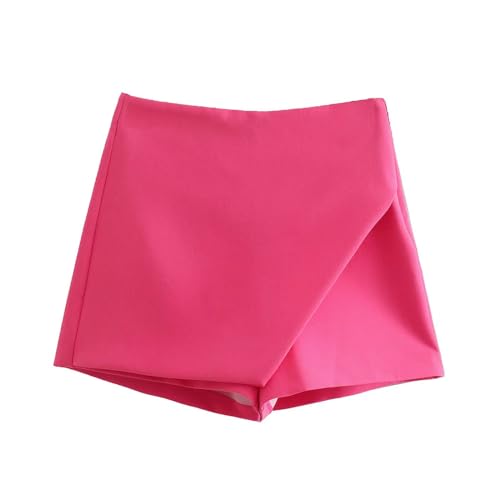 CYZJPRVN Shorts Damen Frauen Mode Asymmetrische Shorts Röcke Hohe Taille Rückentaschen Seite Reißverschluss Vintage Weibliche Skort Solid-gegossen-m von CYZJPRVN