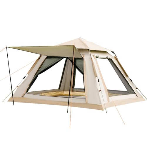 CZMYCBG Campingzelt, einfach aufbaubare Outdoor-Zelte, wasserfest, leicht, tragbar, doppelt Dickes Gewebe und eine Tragetasche im Lieferumfang enthalten (Color : Beige, Size : Silver Glue 5-8 People von CZMYCBG