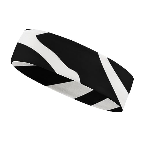 Elastisches Stirnband für Herren und Damen, Schwarz / Weiß, einfache Zebra-Schweißbänder für Laufen, Yoga, Tennis, Fitness, Basketball und mehr (2 Stück) von CZZYH