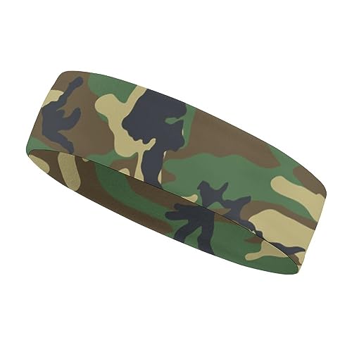 Elastisches Stirnband für Herren und Damen, klassisches schwarzes Camouflage-Schweißband für Laufen, Yoga, Tennis, Fitness, Basketball und mehr (2 Stück) von CZZYH