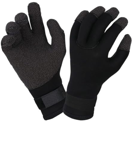 Tauchhandschuhe 3-mm-Handschuhe, beständig, warm halten for Schnorcheln, Paddeln, Surfen, Kajakfahren, Kanufahren, Speerfischen, Wassersport Neoprenhandschuhe (Color : Kevlar-Black, Größe : XXL) von CaFfen