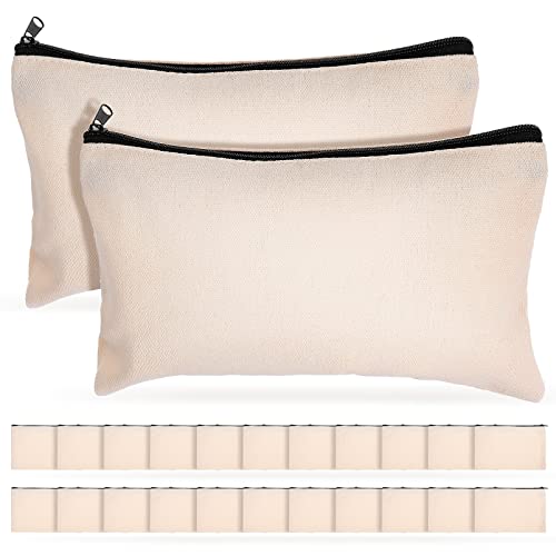 Cabilock 25 Stücke Leinwand Bleistiftbeutel Taschen mit Reißverschluss Leere DIY Handwerk Make-Up Kosmetikbeutel Taschen Koffer für Reisehandwerk Schule Kulturbeutel Beutel von Cabilock