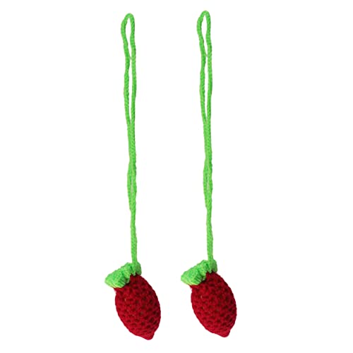 Cabilock 2St Tasche mit Kordelzug Erdbeeren Lovely Mini-Süßigkeitstüten Erdbeer-Einkaufstüten Obst Gestrickter Eierbeutel Netz-Eiertasche für Kinder Knoblauch Süßigkeitentasche Partytasche von Cabilock