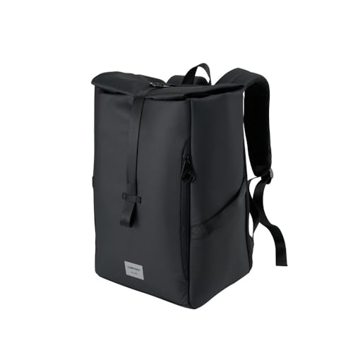 Cabin Max ISEO 40x20x25 Rolltop-Rucksack, Handgepäck, passend für Ryanair-Untersitz-Kabinentaschen (recyceltes RPET) (Schwarz, neu) von Cabin Max