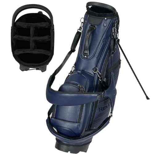 Revcore Premium-Golf-Standtasche, Tour-Grade-Kunstleder, 14-Wege- oder 6-Wege-Trennwände, schwarze Nickel-Legierungs-Hardware, 2 Wasserflaschentaschen, magnetische Filzgefütterte Fronttasche von CaddyDaddy